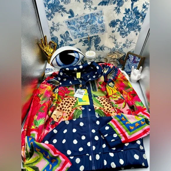 🆕 FARM Rio 🧿 NWT Jacqueta "Divertidamente Azul" - Women's Training Jacket Sz S - Picture 12 of 16